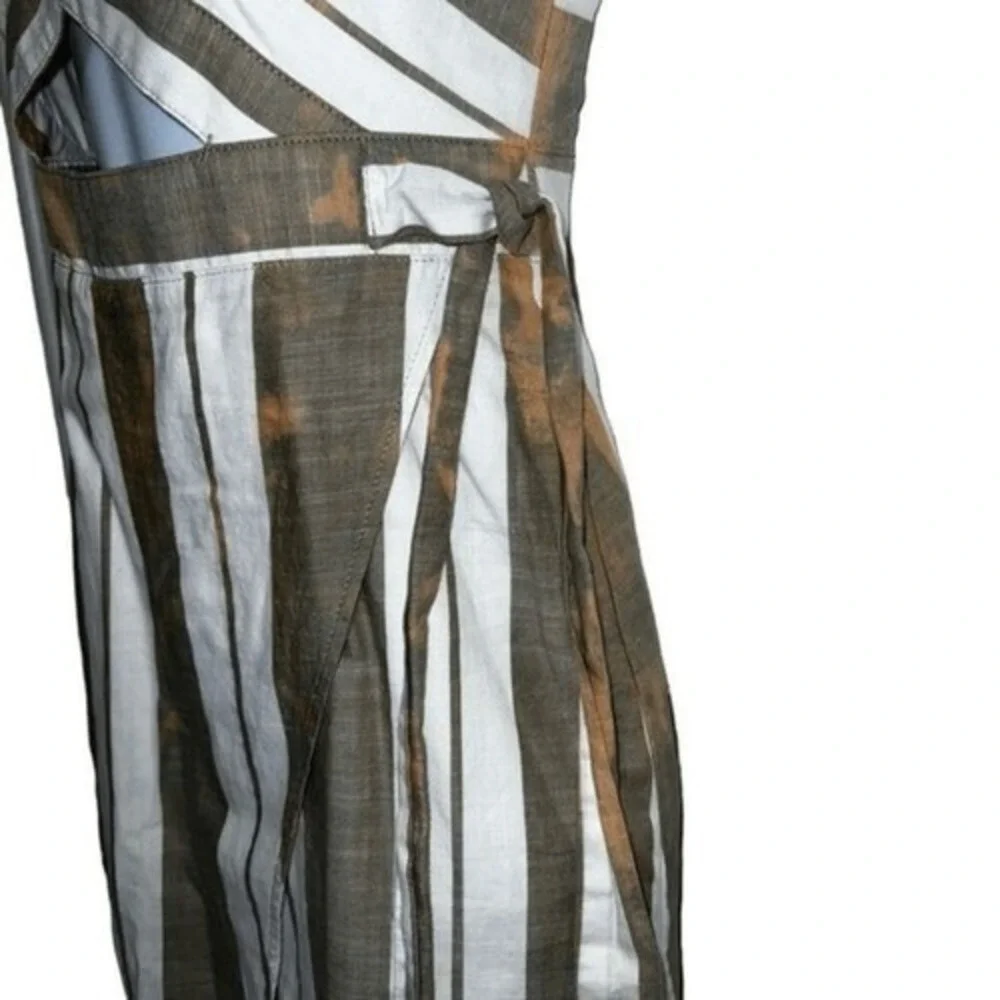 EXPRESS Cut Out  Stripe Color Splashed Faux Wrap Cotton Midi Dress NWOT Size 0 - Picture 5 of 9